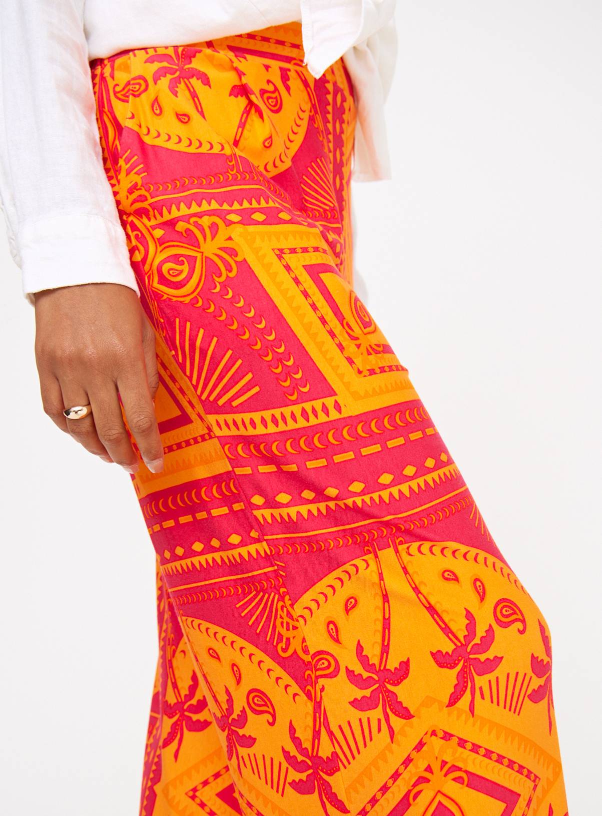 Pink Border Print Wide Leg Cropped Trousers 10 - Image 3
